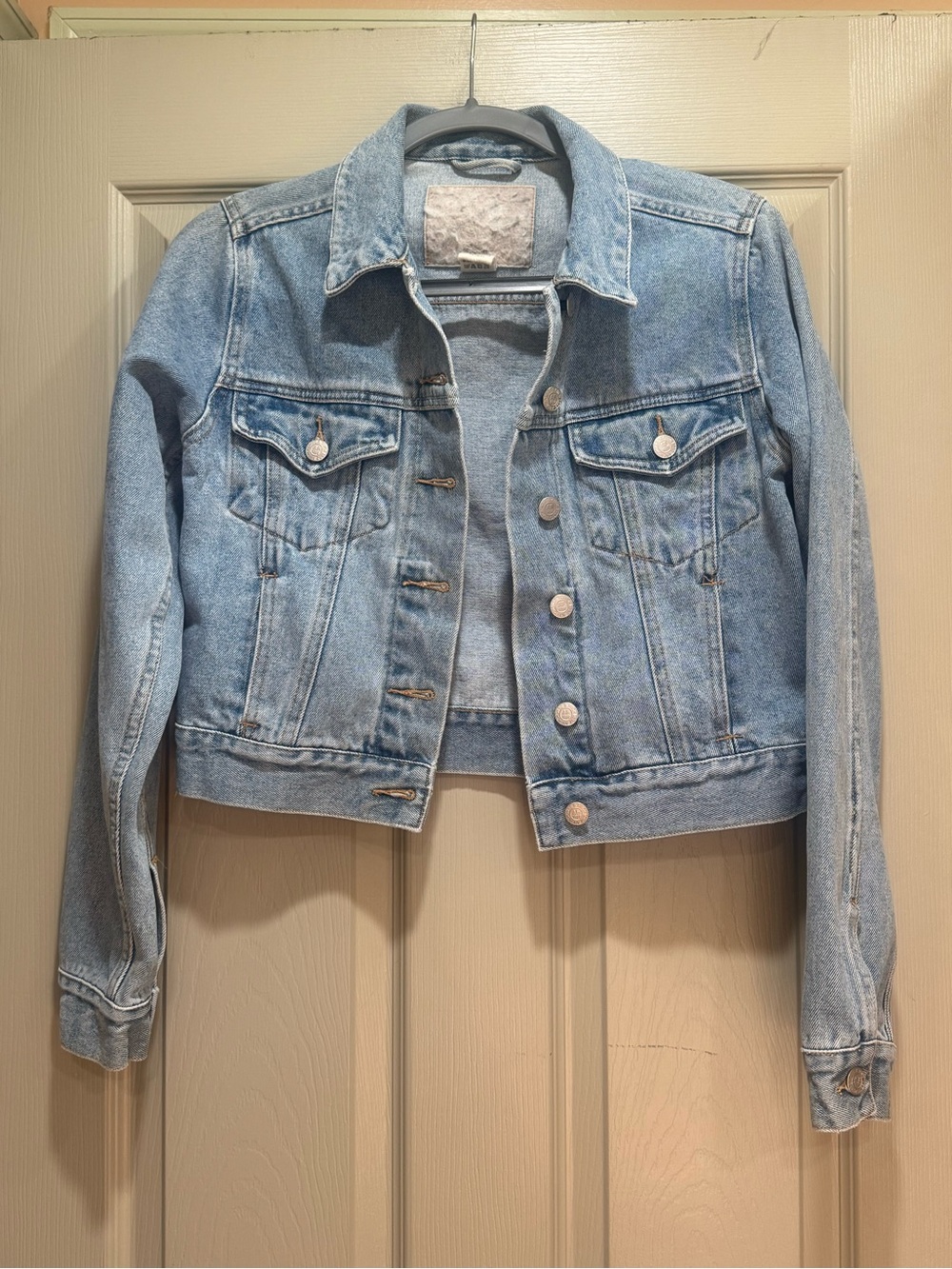 Vintage 90s Abercrombie & Fitch Cropped Denim Jacket Light Wash M